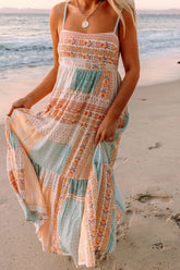 Printed Square Neck Cami Dress Multicolor OutfitFlow